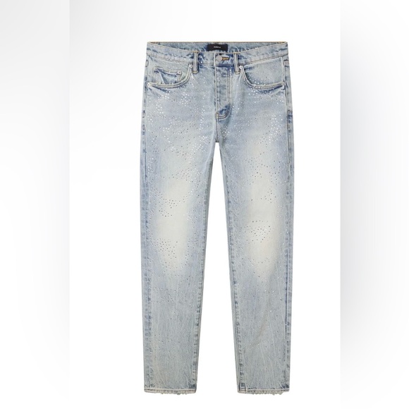 Slim Straight Light Blue Washed Denim Jeans